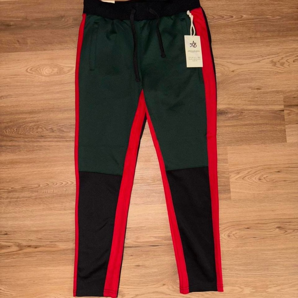 American Bazi Track Pants,  Green/Red/Black size medium Brand New